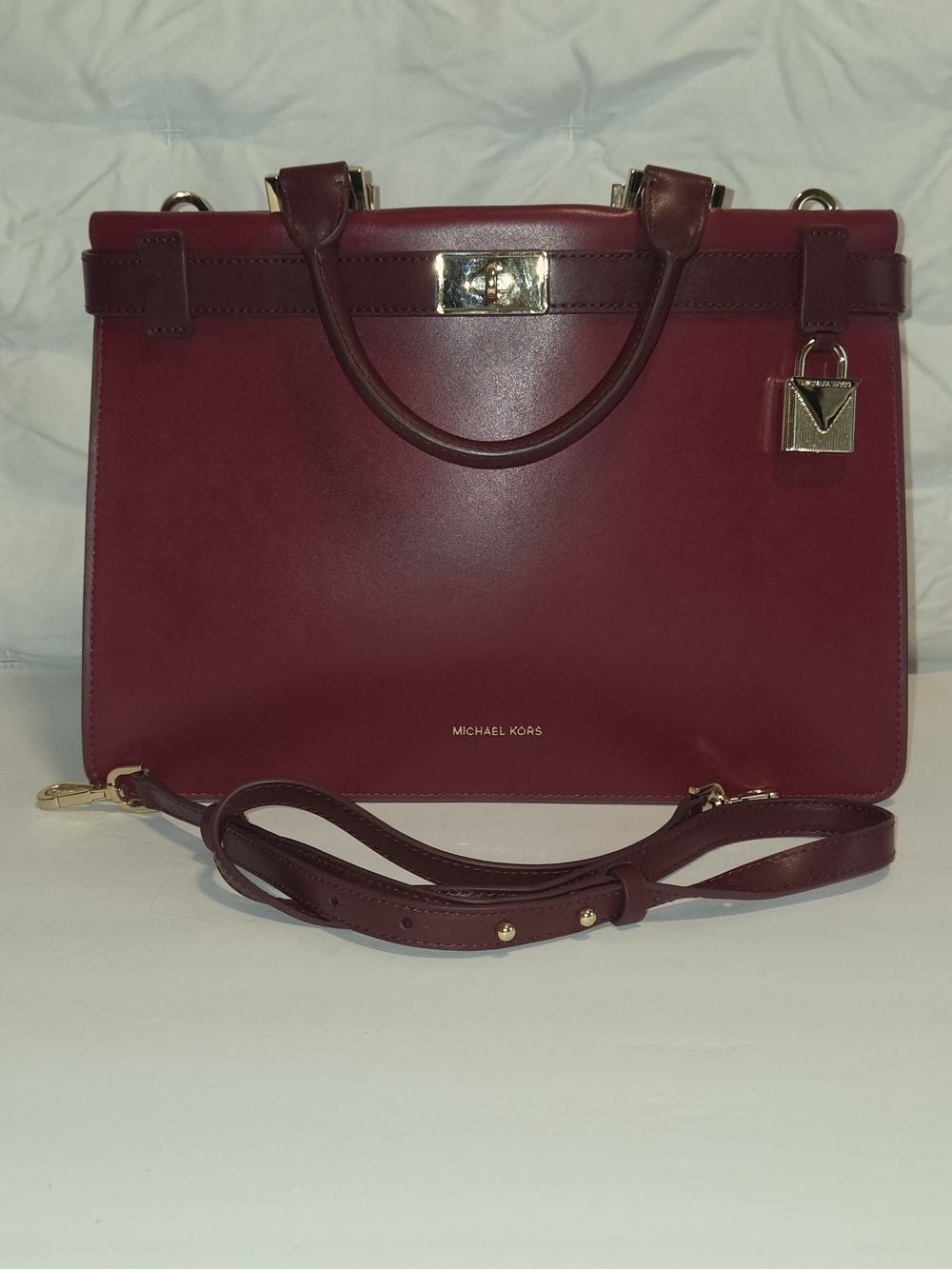 ✨ Michael Kors Bordeaux Leather Satchel/Top Handle Crossbody Bag ✨